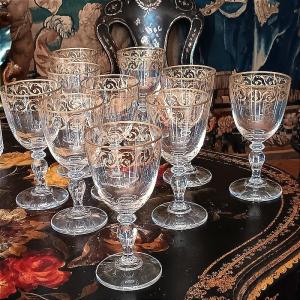 Fine Suite Of 10 Gilded Crystal Water Glasses 19th Century