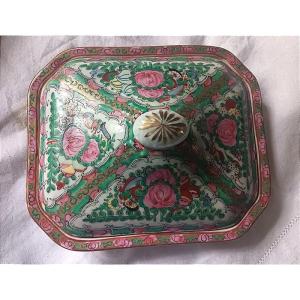 Canton Chinese Porcelain Covered Dish 乾隆年製