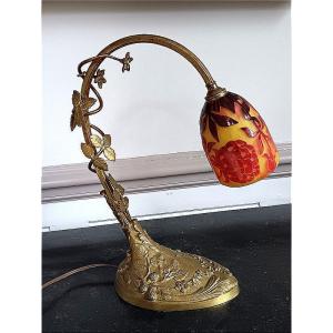 Lampe Le verre français aux pivoines Charles Schneider Art nouveau Art déco vers 1925