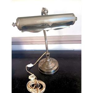 Art Deco Swan-neck Desk Lamp In Nickel-plated Brass