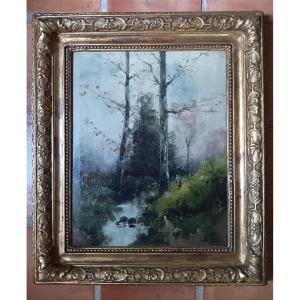Eugène Galien-laloue (galien Laloue, 1854–1941) Oil On Canvas: Barbizon Riverside Landscape