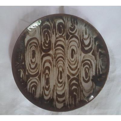 Primavera Beautiful Decorative Dish In Glazed Stoneware Cracked Background Circa 1930-1940