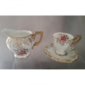 Royal Crown Derby Porcelain Cup Saucer And Milk Jug Model Vine Vine Napoleon Style Napoléon III