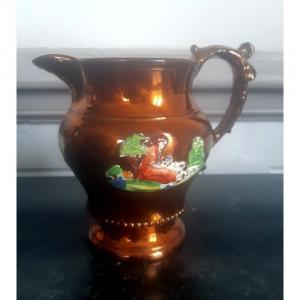 Charmant pot à lait Pichet en faïence lustrée " de Jersey " lustreware pottery jug