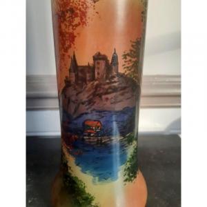 Large Legras Vase In Enameled Glass From A Castle Circa 1900