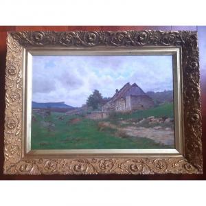 Paire d'huiles sur toile par Théodore Lespinasse (1846-1918) Peintre Lyonnais Paysage Au Vallon - Roche De Vergisson Solutré Saône Et Loire Peinture lyonnaise