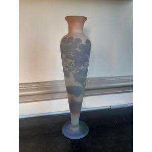 Gallé Vase With Art Nouveau Hydrangeas Signed With A Star