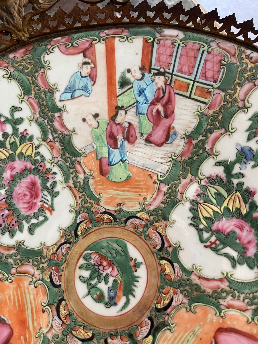 Porcelain Cloisonne Dish Mounted On Bronze, China XIX Eme-photo-3