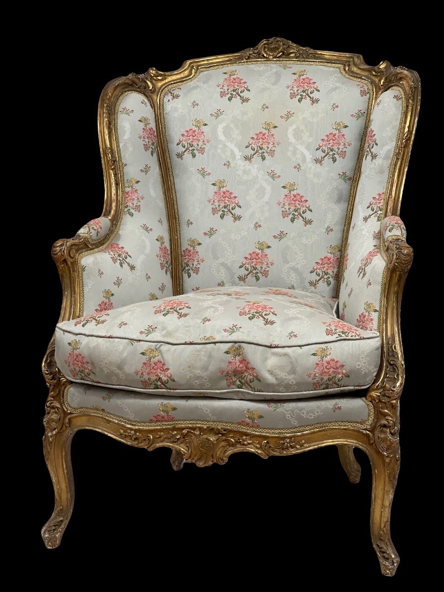 Large Bergère à Oreilles De Style Louis XV-photo-3