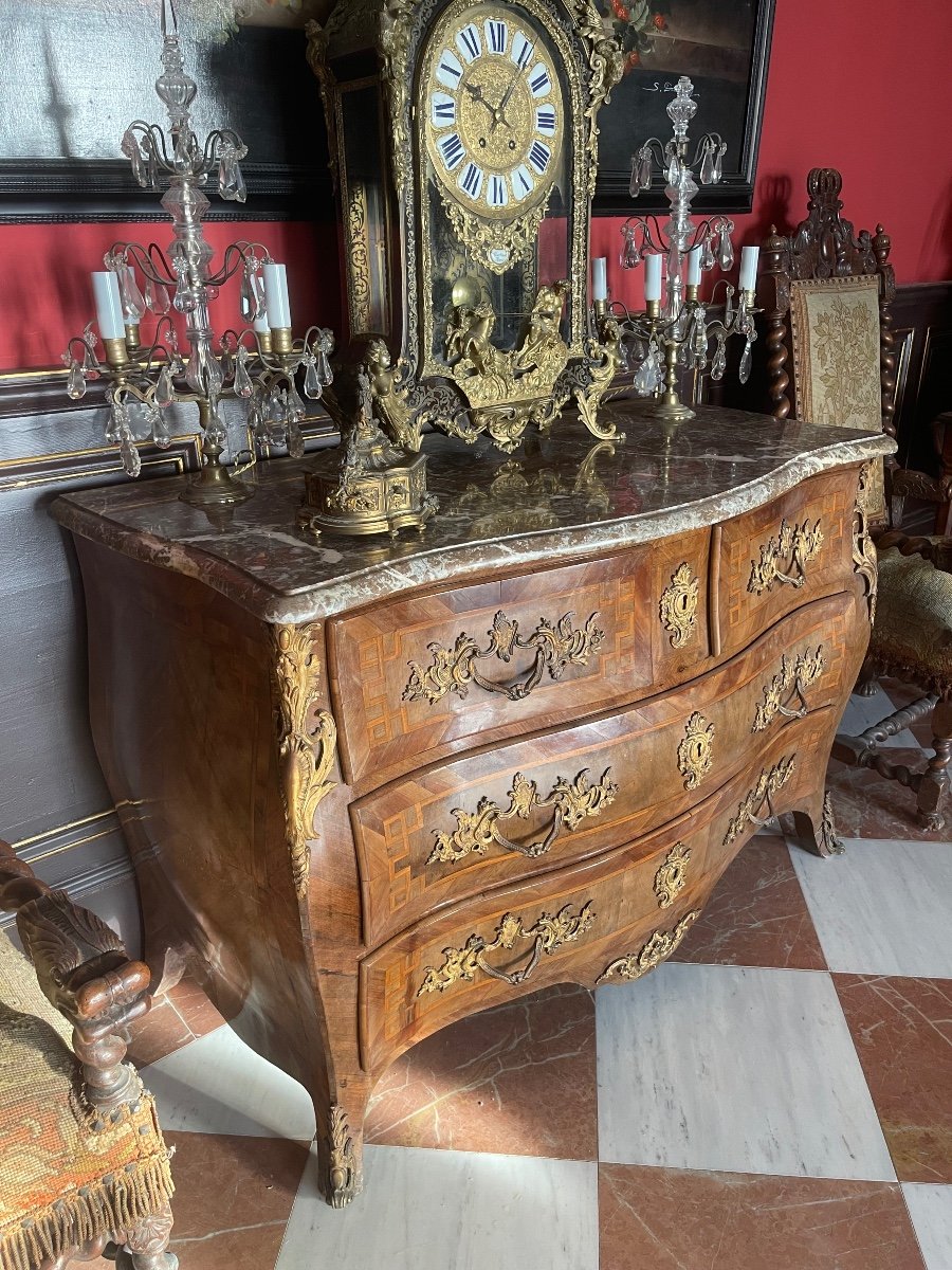 Curved Tomb Commode All Sides Louis XV Style. -photo-5