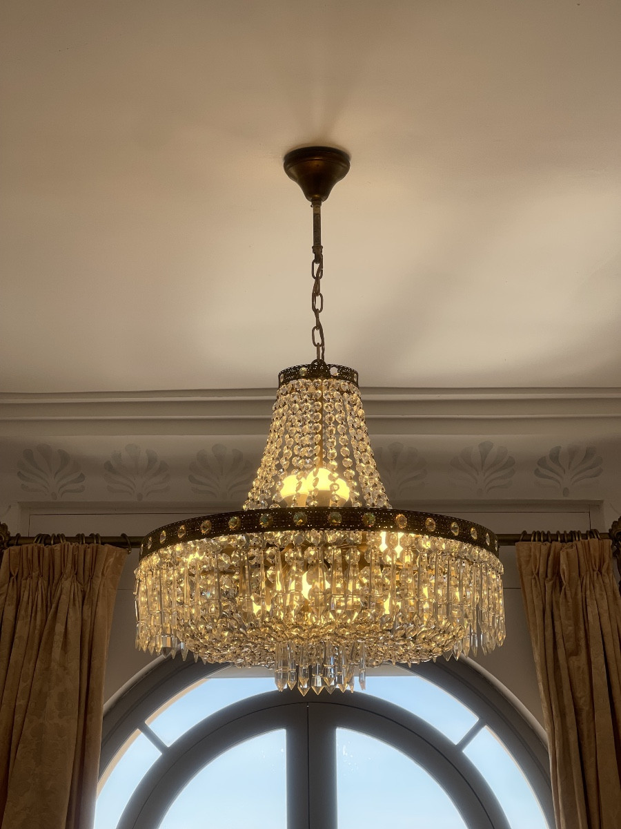 Chandelier In Gilded Bronze With 16 Candles-photo-2