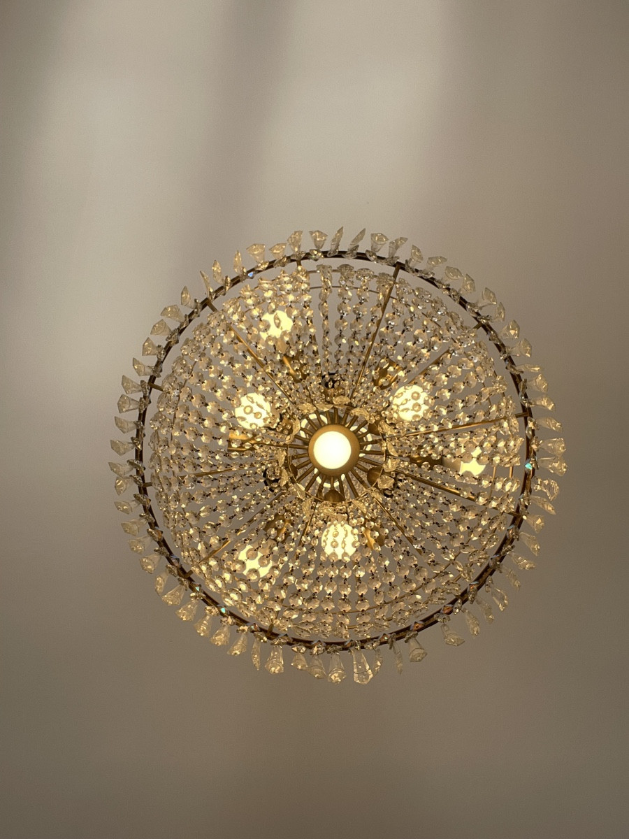 Chandelier In Gilded Bronze With 16 Candles-photo-2