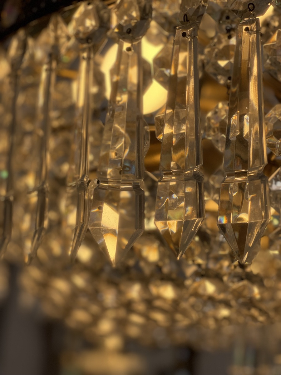 Chandelier In Gilded Bronze With 16 Candles-photo-3