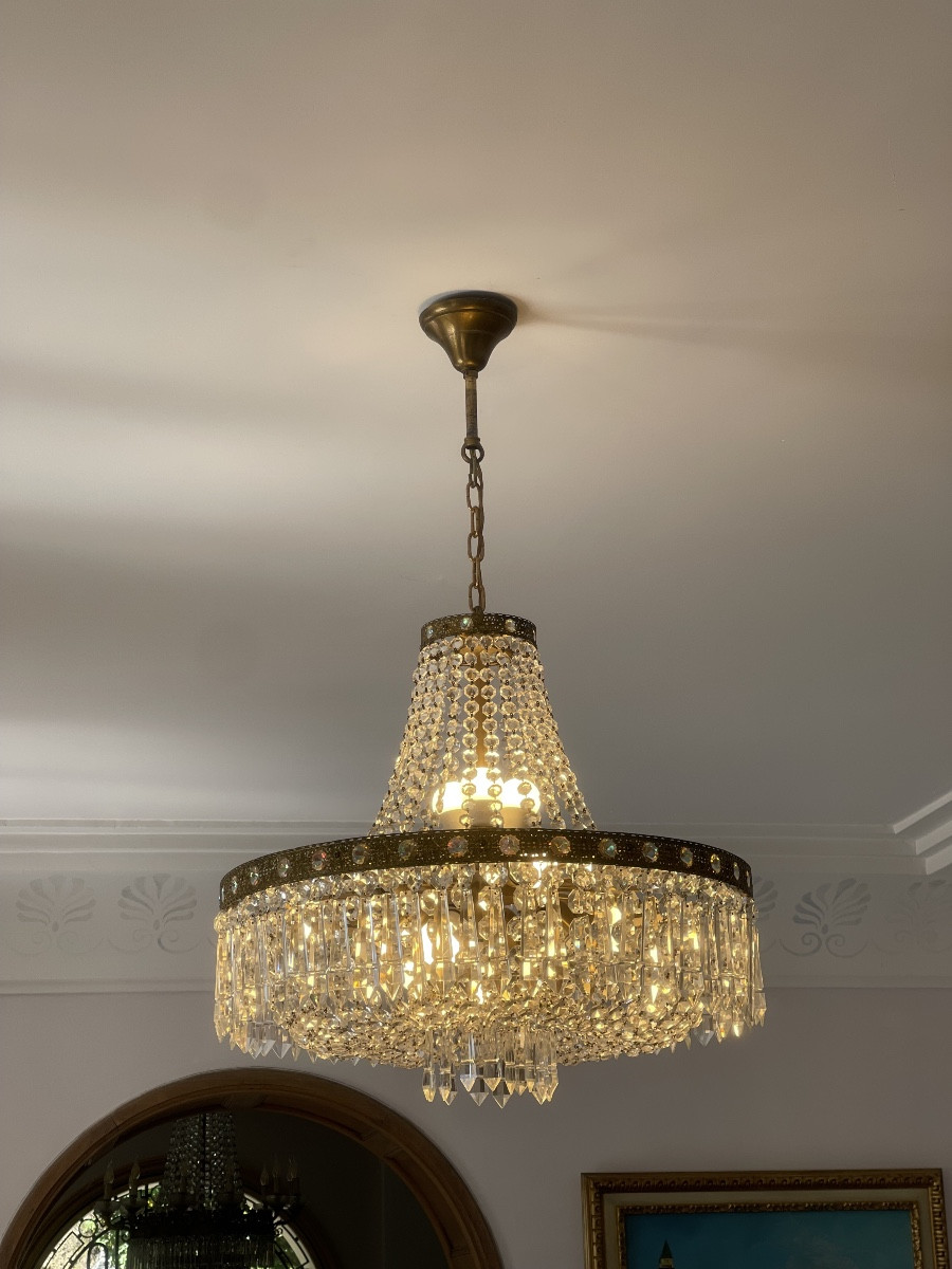 Chandelier In Gilded Bronze With 16 Candles-photo-4