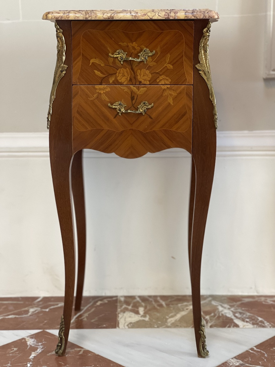 Paire de chevets en marqueterie – Style Louis XV -photo-3