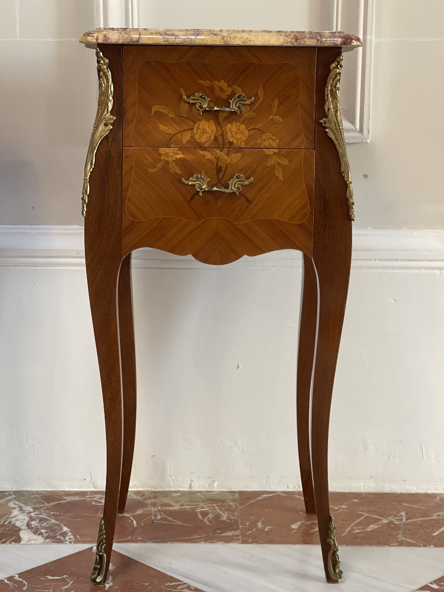 Paire de chevets en marqueterie – Style Louis XV -photo-4