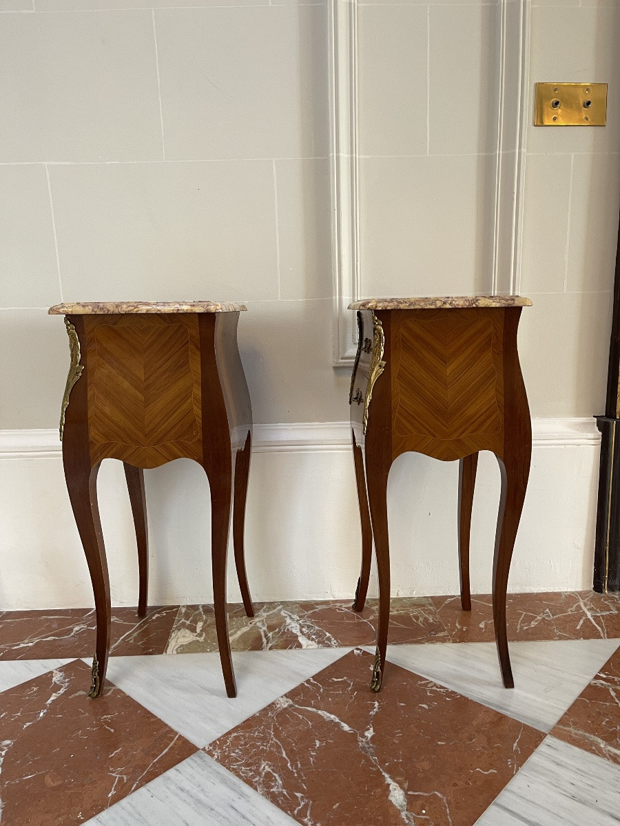 Paire de chevets en marqueterie – Style Louis XV -photo-2