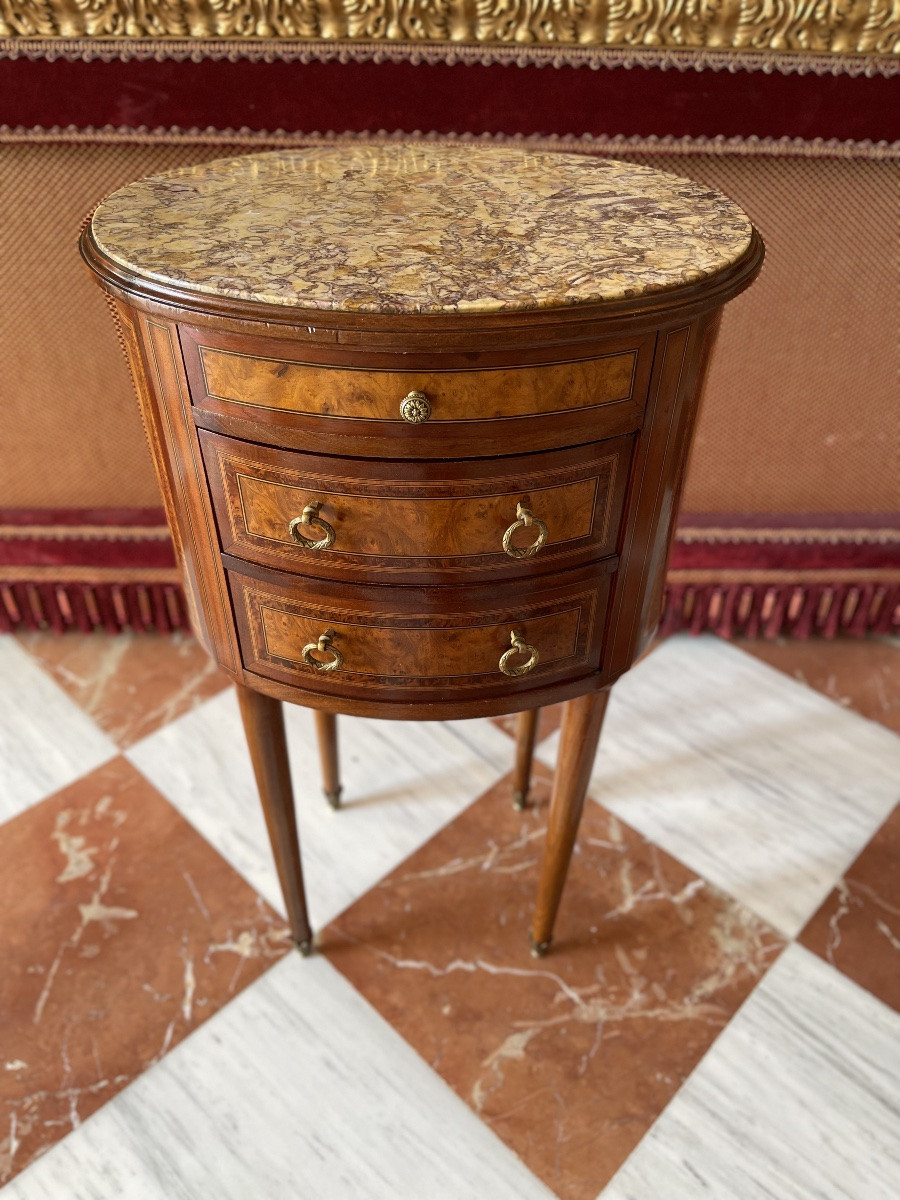 Table de nuit /de chevet/ meuble de commodité demi-lune, époque Louis XVI – début XIXᵉ siècle-photo-6