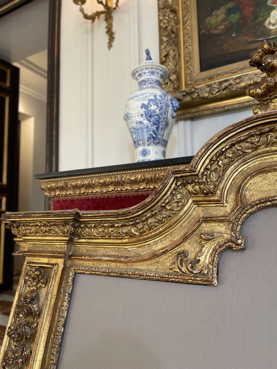 Important Napoleon III Style Headboard In Carved And Gilded Wood – 200 Cm – Circa 1850/1870-photo-3