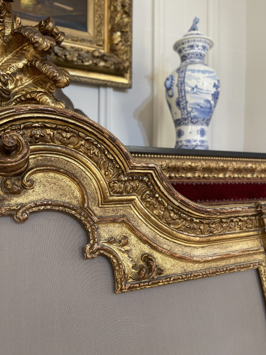 Important Napoleon III Style Headboard In Carved And Gilded Wood – 200 Cm – Circa 1850/1870-photo-4