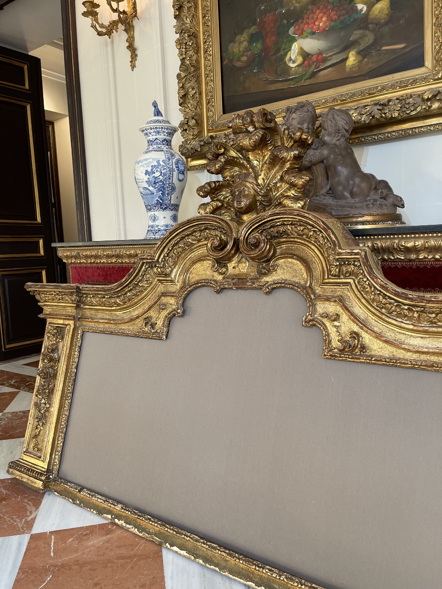 Important Napoleon III Style Headboard In Carved And Gilded Wood – 200 Cm – Circa 1850/1870-photo-2