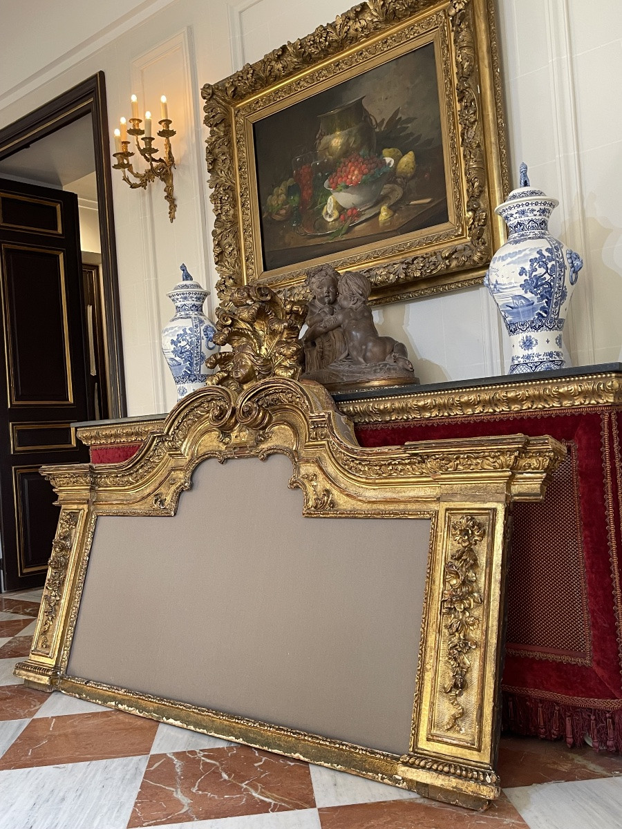 Important Napoleon III Style Headboard In Carved And Gilded Wood – 200 Cm – Circa 1850/1870-photo-5