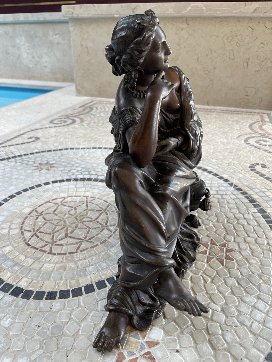 Bronze Sculpture From The XIXᵉ Century Representing A Female Figure Reclining In A-photo-4