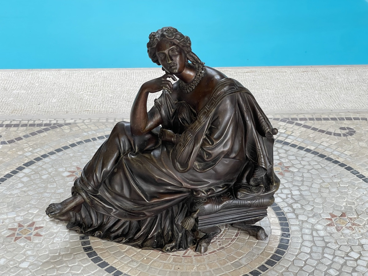 Bronze Sculpture From The XIXᵉ Century Representing A Female Figure Reclining In A-photo-1