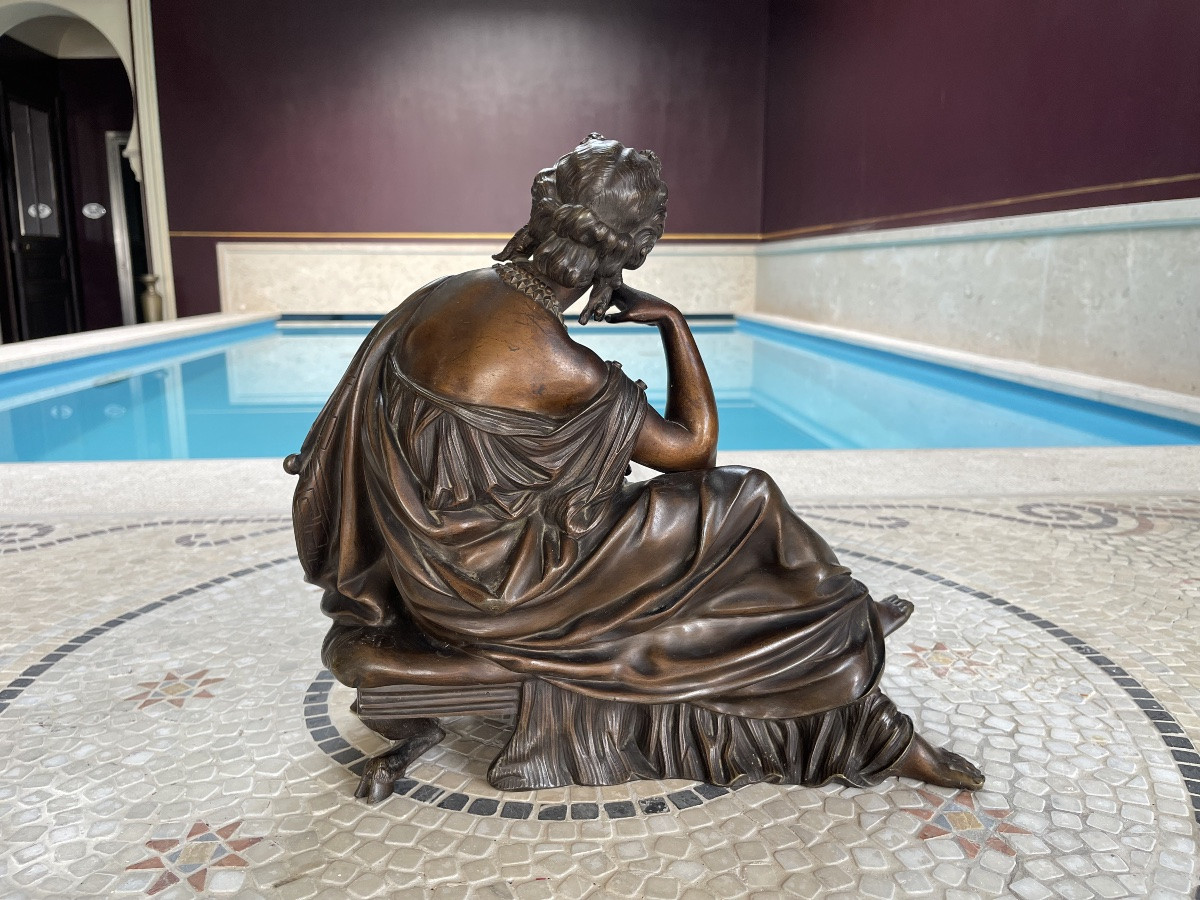 Bronze Sculpture From The XIXᵉ Century Representing A Female Figure Reclining In A-photo-5