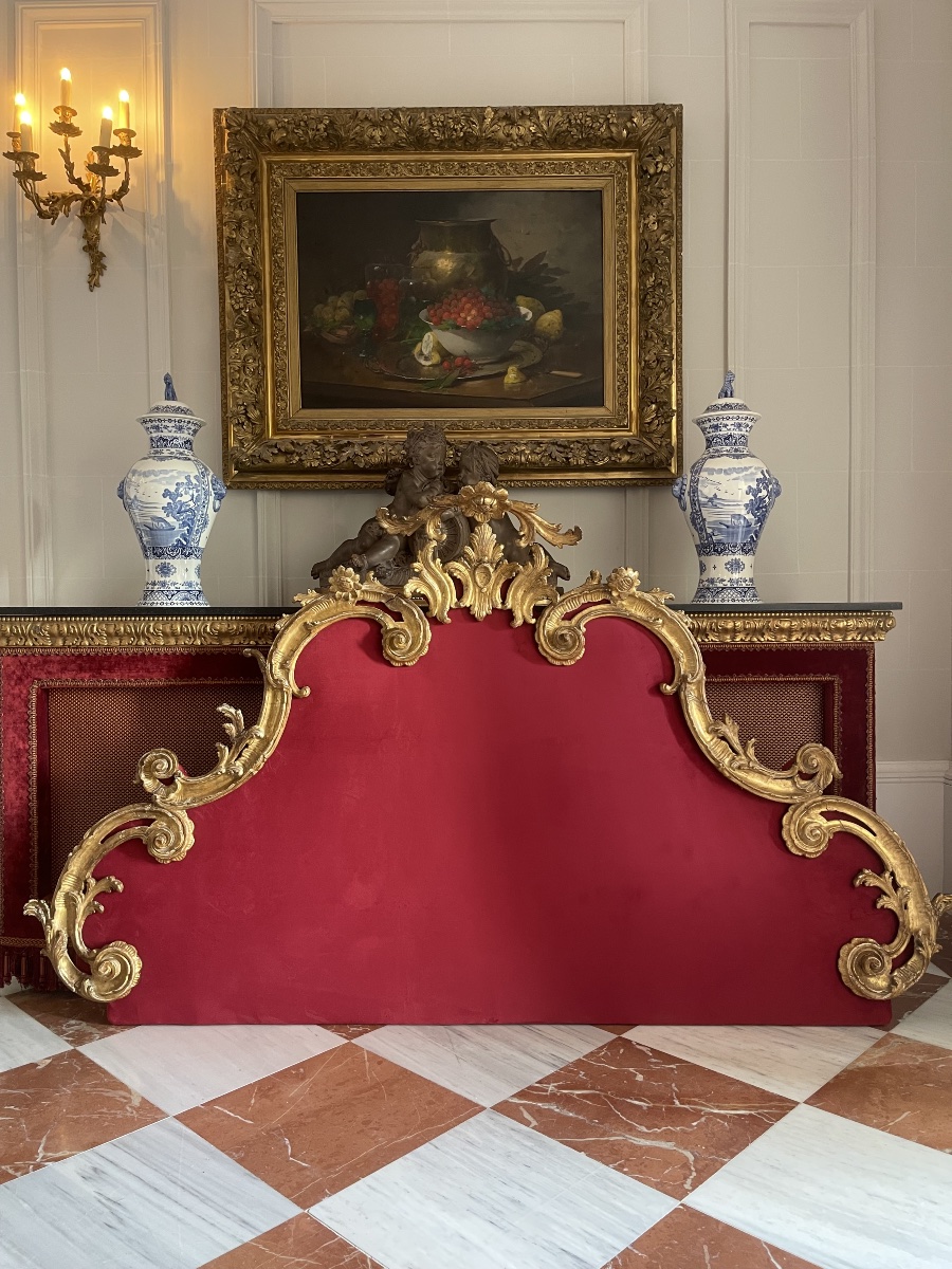 Importante Tête de Lit Louis XV en Bois Sculpté et Doré, XVIIIe Siècle-photo-4