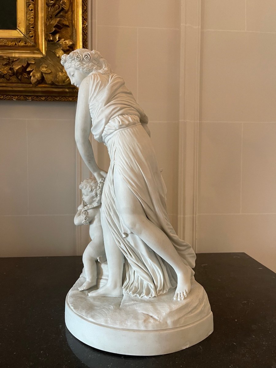 Vénus Désarmant Cupidon, Important Groupe En Biscuit De Porcelaine/sculpture/statue-photo-2