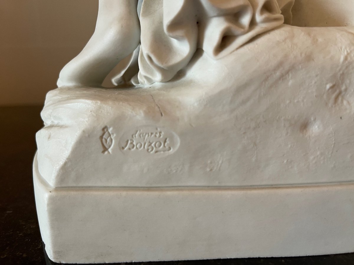 Vénus Désarmant Cupidon, Important Groupe En Biscuit De Porcelaine/sculpture/statue-photo-4