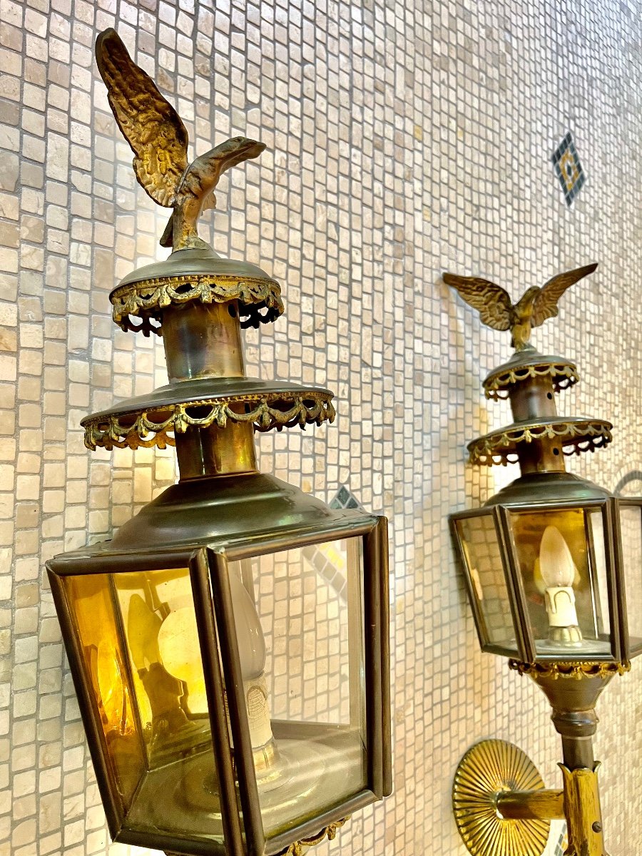 Pair Of Large Carriage Lanterns.-photo-4