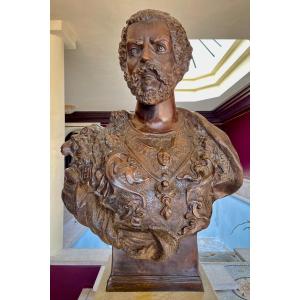 Impressionnant Buste D’empereur En Bronze