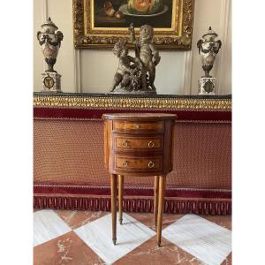 Table de nuit /de chevet/ meuble de commodité demi-lune, époque Louis XVI – début XIXᵉ siècle