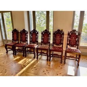 Six Chaises Neo Renaissance XIX Eme De Style Henri II 