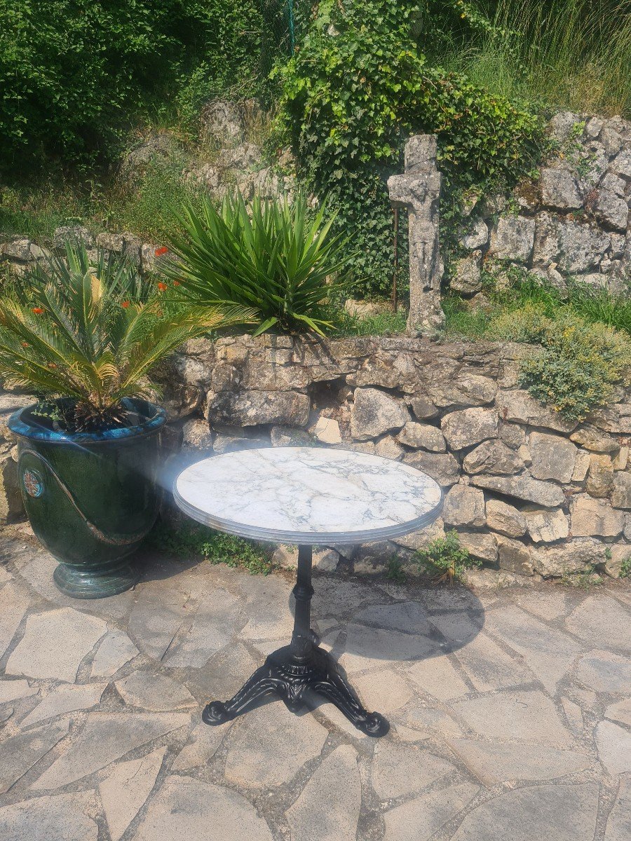 Round Garden Table In Marble And Cast Iron 20th Century-photo-8