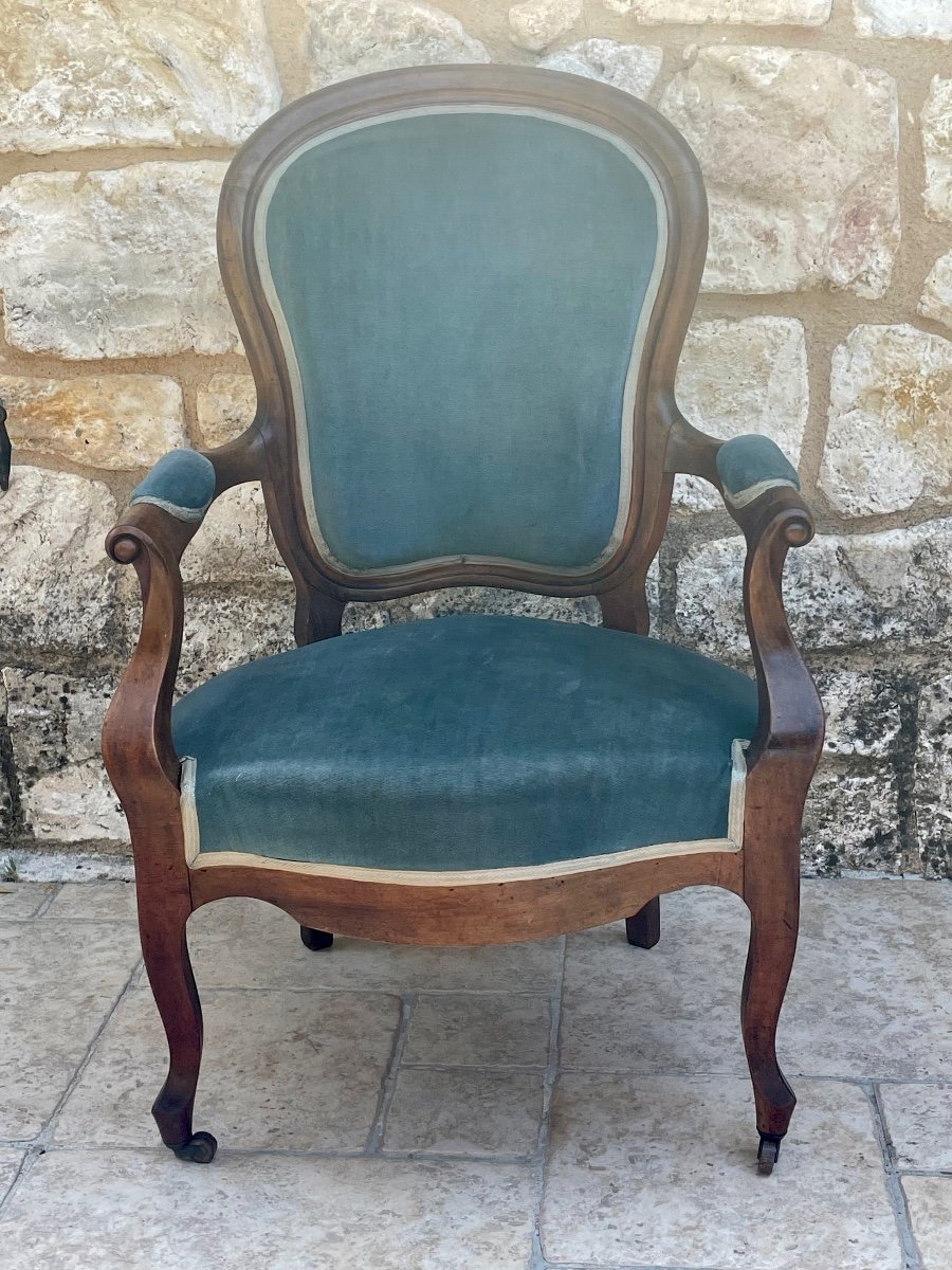 Fauteuil En Acajou De Style Napoléon III époque 19 Eme Siècle 