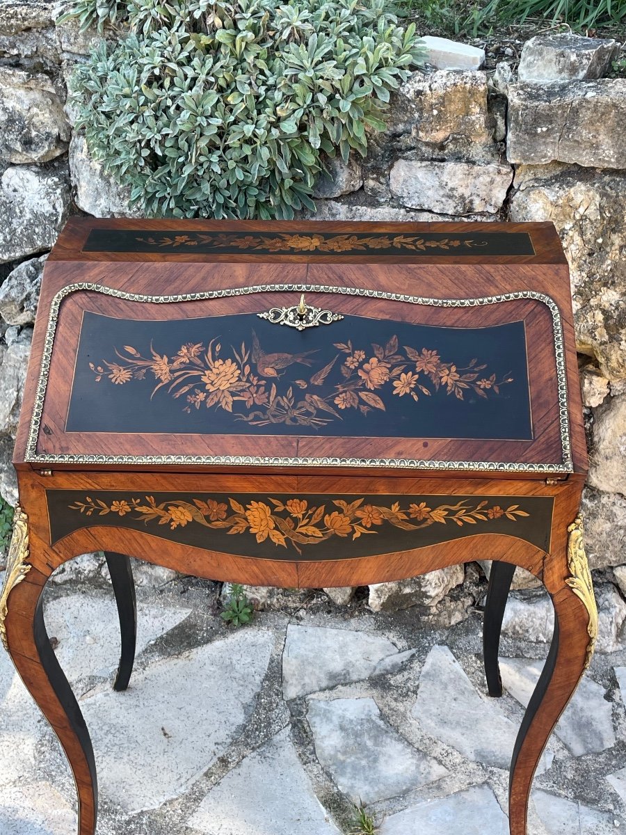 Bureau De Pente en Marqueterie  Napoléon III époque XIX Eme Siècle -photo-2