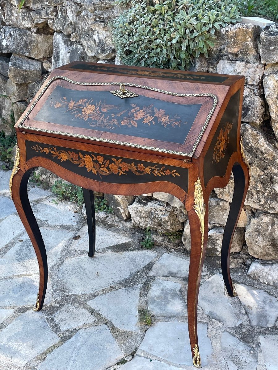 Bureau De Pente en Marqueterie  Napoléon III époque XIX Eme Siècle -photo-3