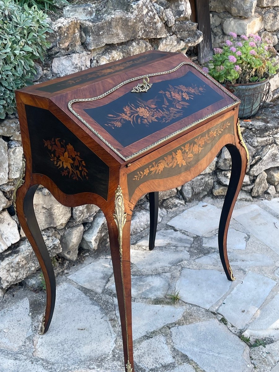 Bureau De Pente en Marqueterie  Napoléon III époque XIX Eme Siècle -photo-4