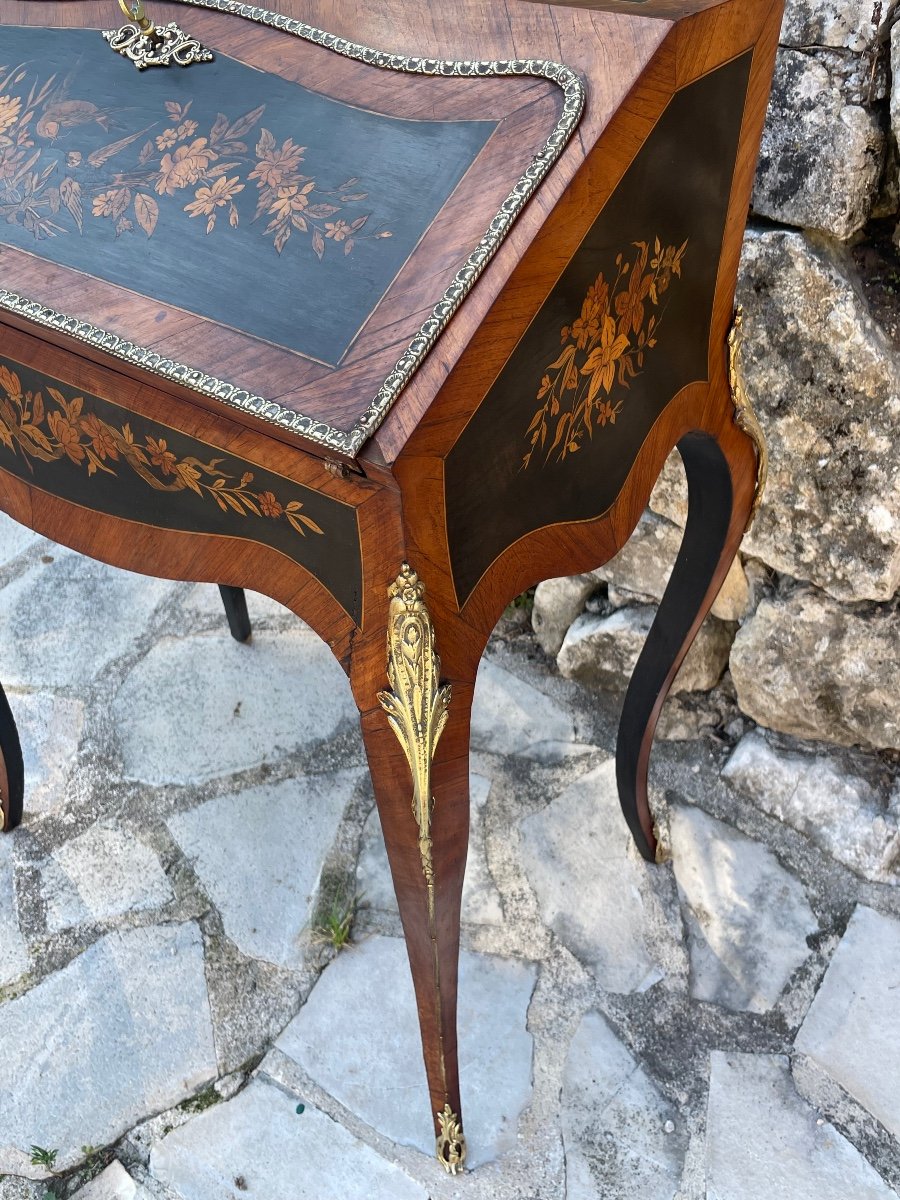 Bureau De Pente en Marqueterie  Napoléon III époque XIX Eme Siècle -photo-4