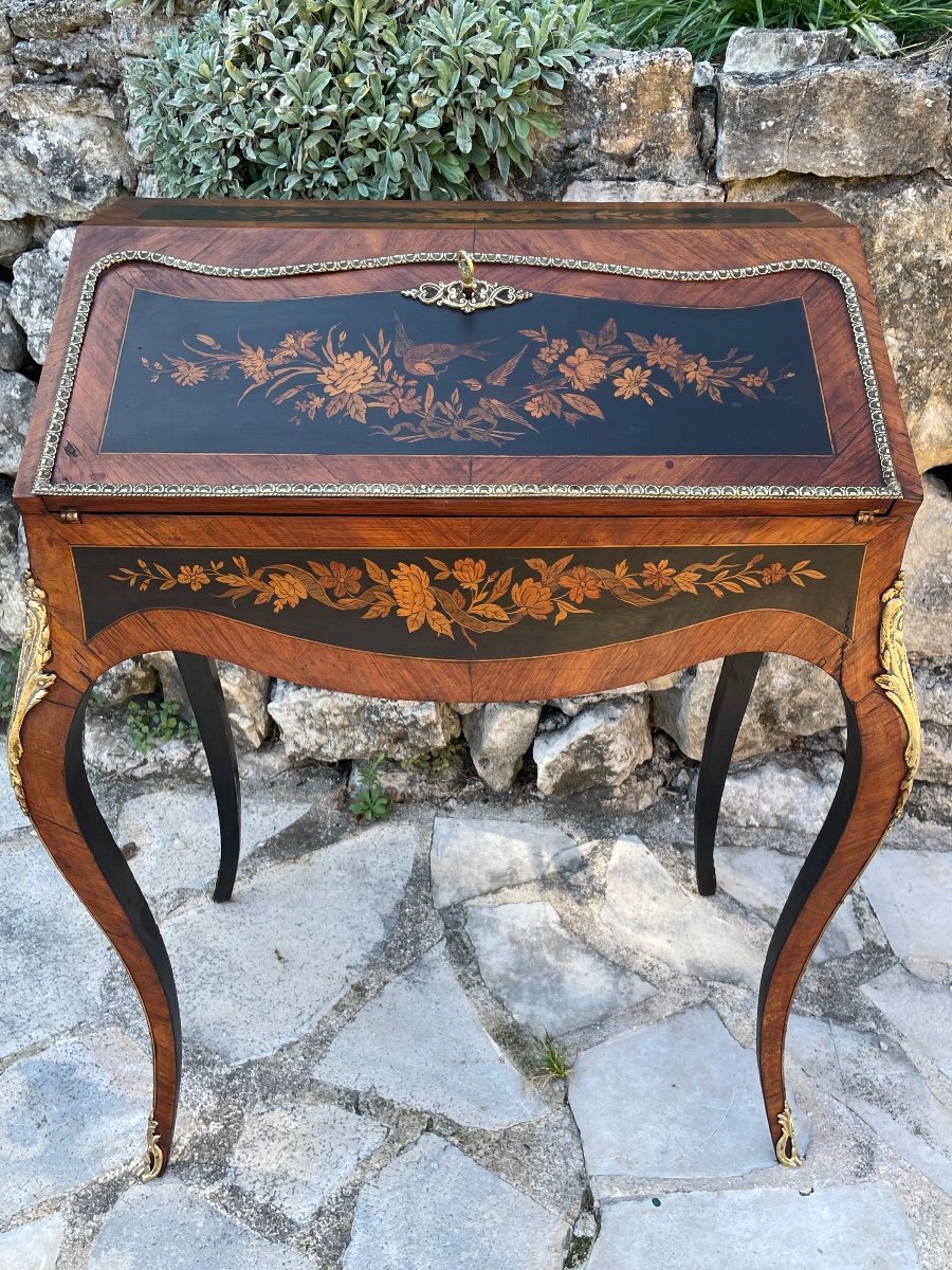 Bureau De Pente en Marqueterie  Napoléon III époque XIX Eme Siècle -photo-7