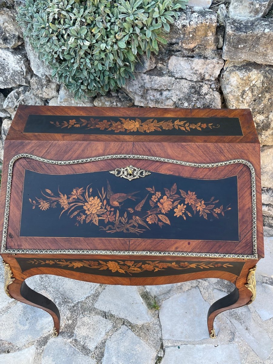 Bureau De Pente en Marqueterie  Napoléon III époque XIX Eme Siècle -photo-8