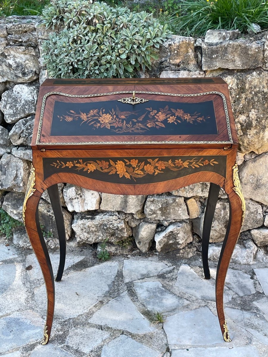 Bureau De Pente en Marqueterie  Napoléon III époque XIX Eme Siècle 
