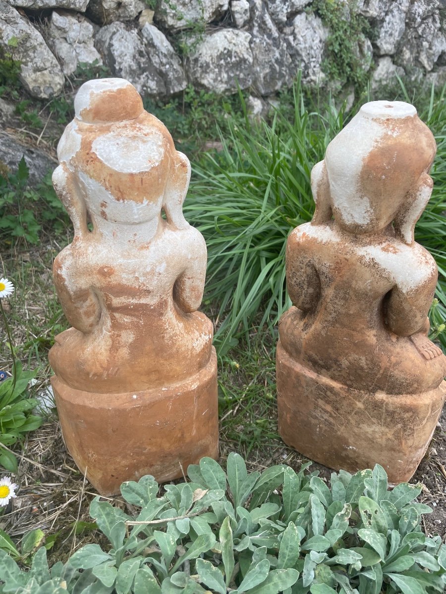 Paire De Sculptures De Bouddha En Albâtre -photo-6