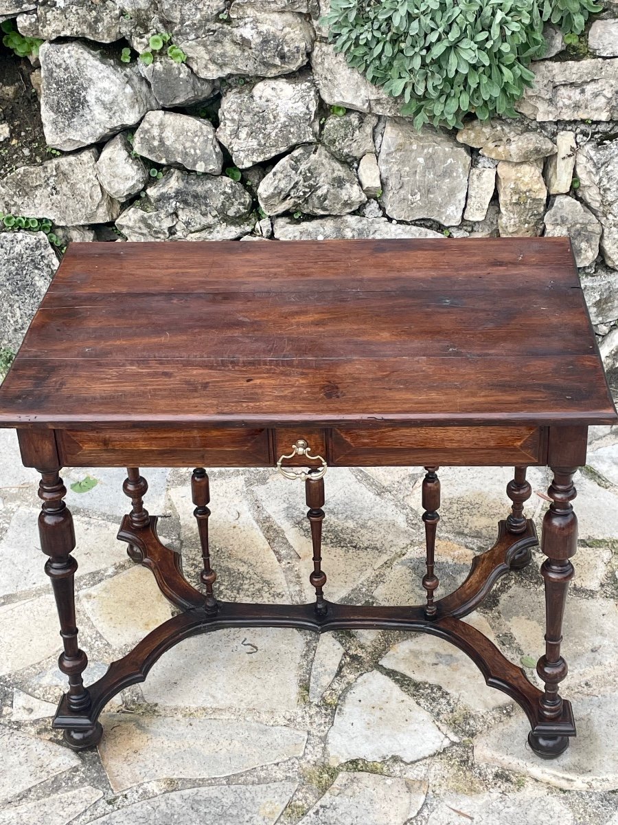 Petite Table à écrire En Noyer De Style Louis XIII -photo-4