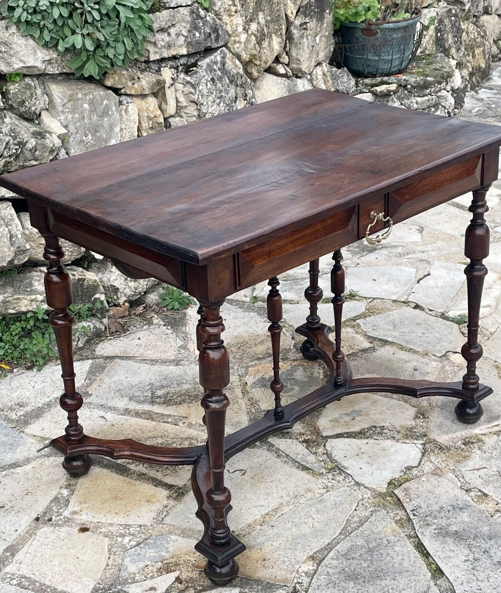 Petite Table à écrire En Noyer De Style Louis XIII -photo-3