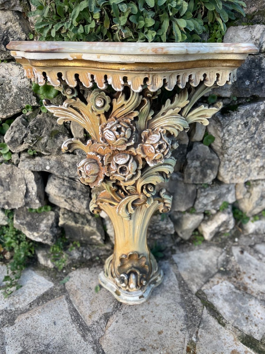 Venetian Console With Its Mirror 19th Century-photo-2