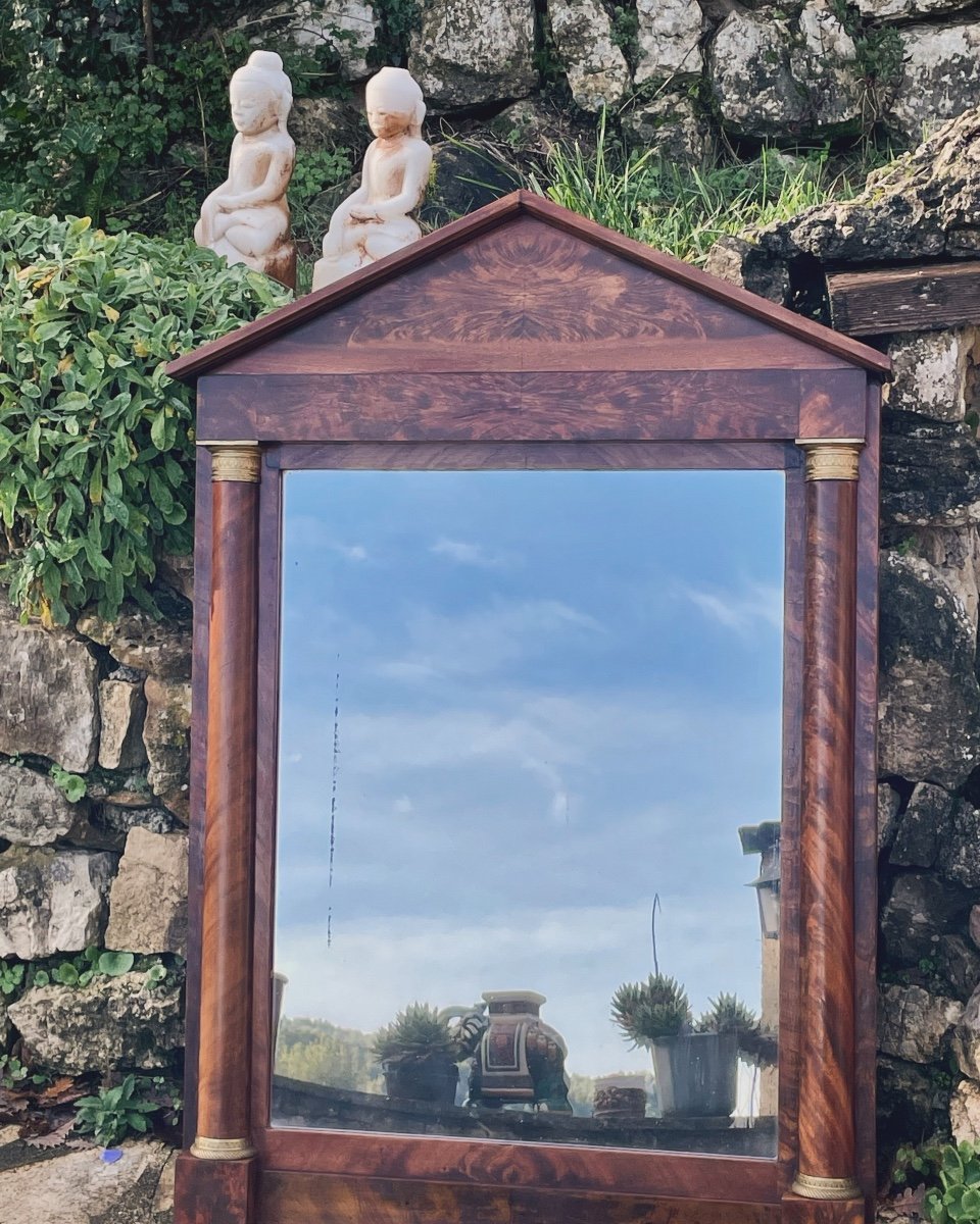 Lovely Table Mirror In Mahogany And Mahogany Veneer In Empire Style 19th Century Period-photo-1